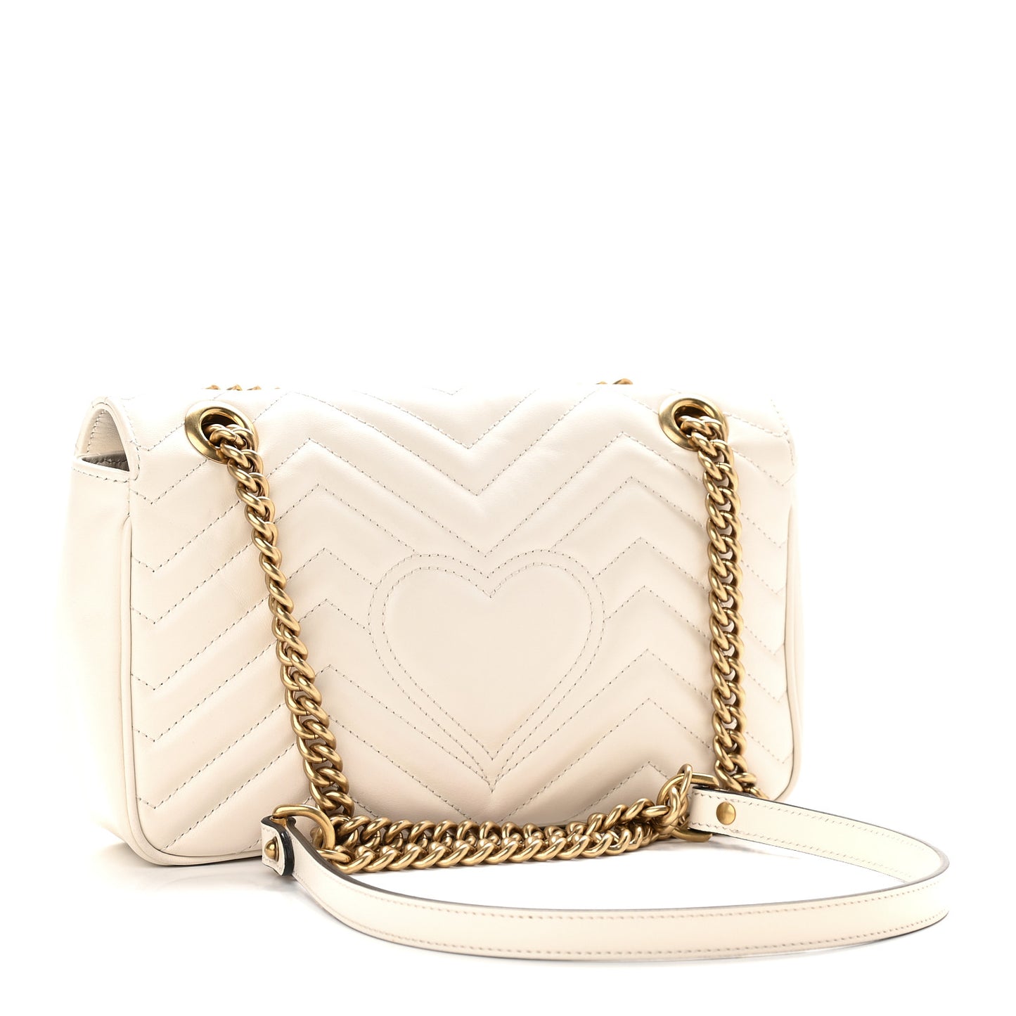 Calfskin Matelasse Small GG Marmont Shoulder Bag White