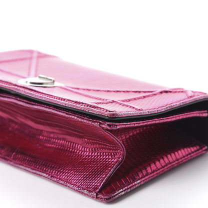 Christian Dior Metallic Lizard Small Diorama Flap Bag Fuchsia 6 of 12