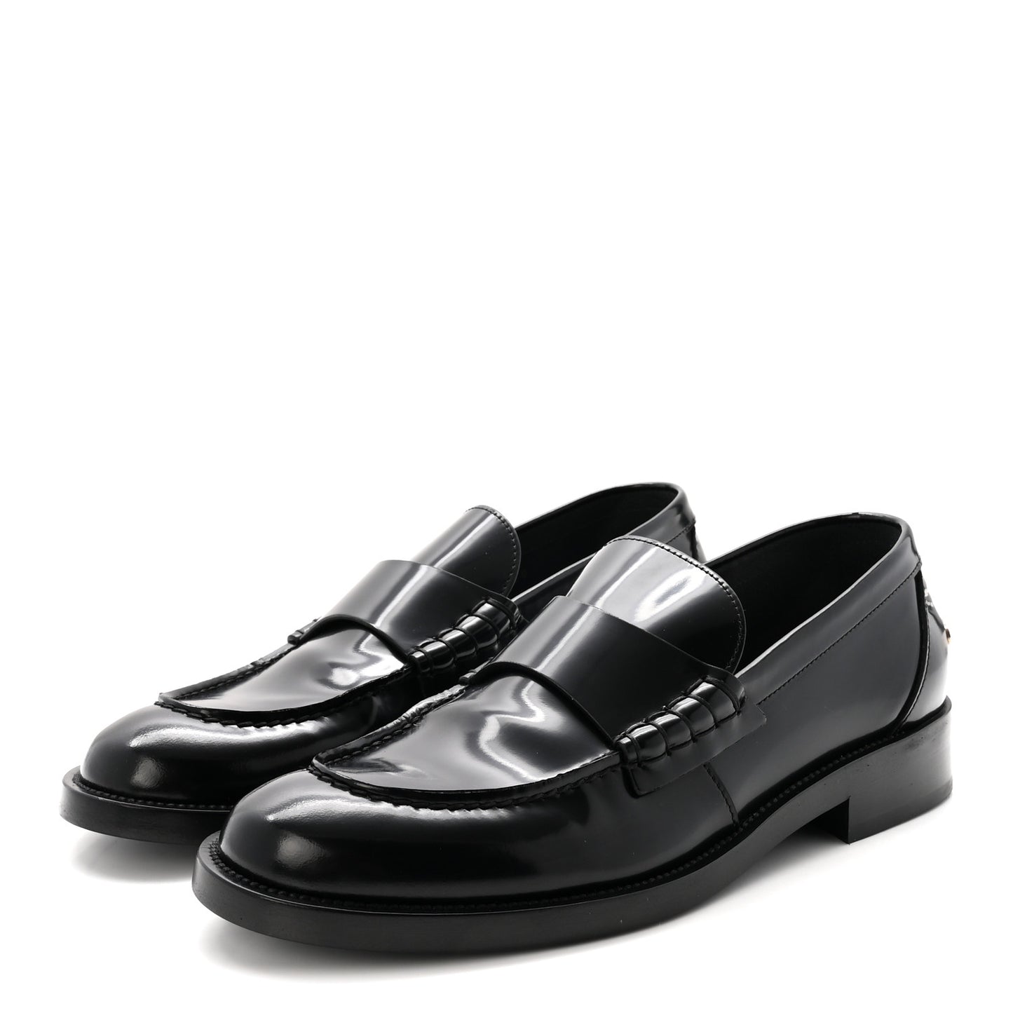 Shiny Calfskin Logo Loafers 39 Black