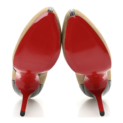 Christian Louboutin Canvas Calfskin Pumps 37 Beige Brown 6 of 9