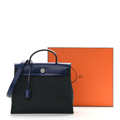 Hermes Vache Hunter Toile Herbag Zip 31 PM Vert Cypress Bleu Saphir 11 of 11