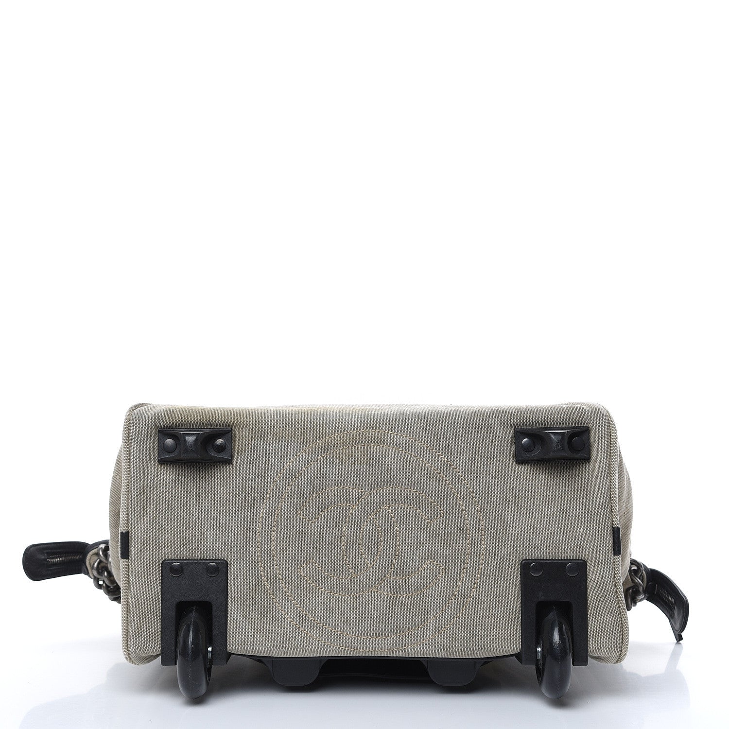 Chanel Washed Toile Calfskin Quilted Trolley Beige Black 5 of 10