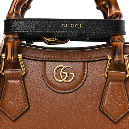 Gucci Textured Dollar Calfskin Web Mini Diana Tote Bag Cuir Black 7 of 10