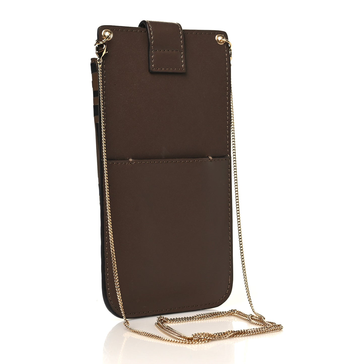 Vitello Soft F is Fendi Bi-Color FF 1974 Embossed Phone Pouch Maya Black