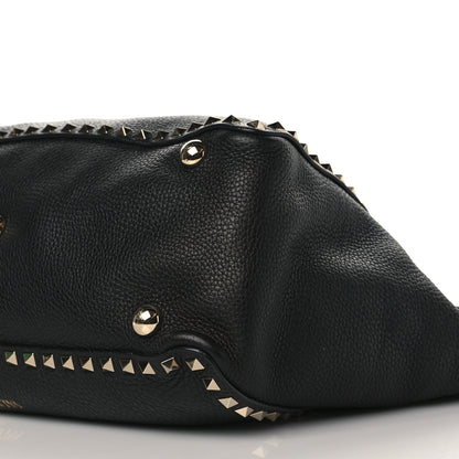 Valentino Garavani Alce Printed Calfskin Medium Rockstud Tote Black 8 of 8