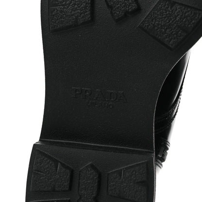 Prada Brushed Calfskin Triangle Combat Boots 39.5 Black 15 of 22