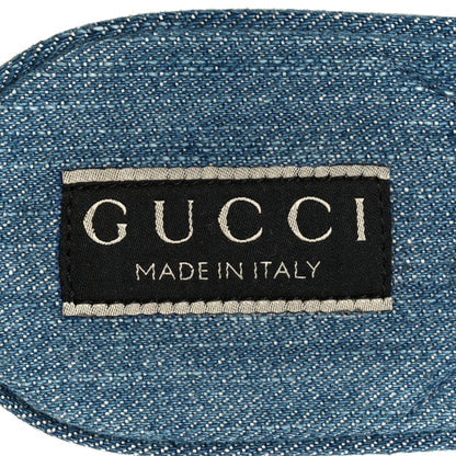 Gucci New Denim Logo Embroidered Slide Sandal 39 Light Blue 7 of 10