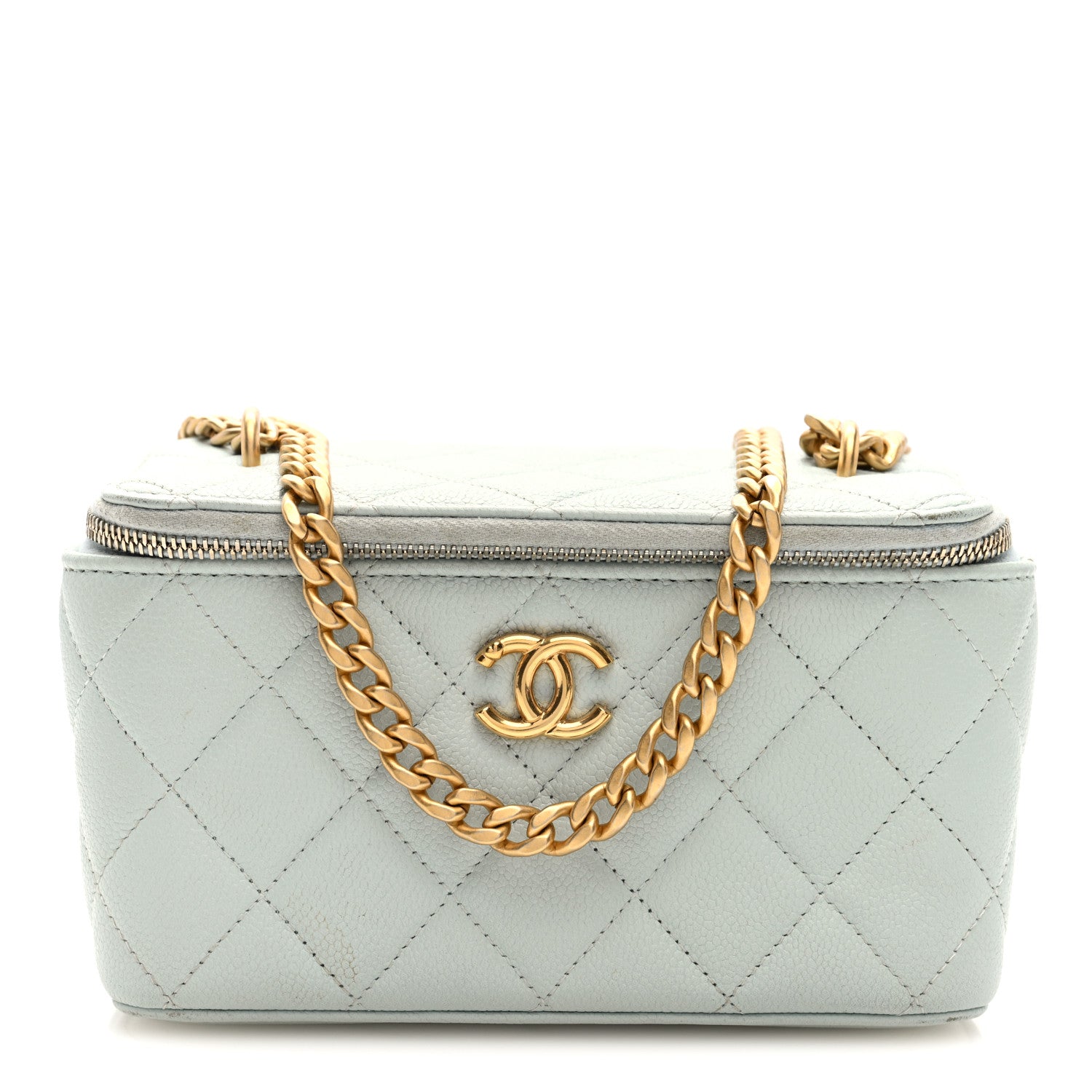 Chanel Caviar Quilted Sweetheart Vanity Case Bleu Clair 1 of 14