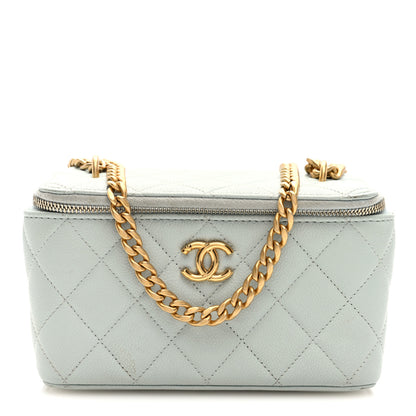 Chanel Caviar Quilted Sweetheart Vanity Case Bleu Clair 1 of 14