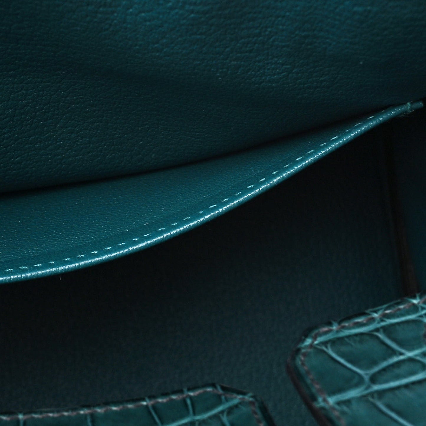 Togo Matte Alligator Birkin Touch 25 Vert Bosphore