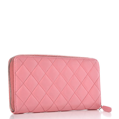 Chanel Lambskin Quilted Large Gusset Zip Around Wallet Pink 3 of 17