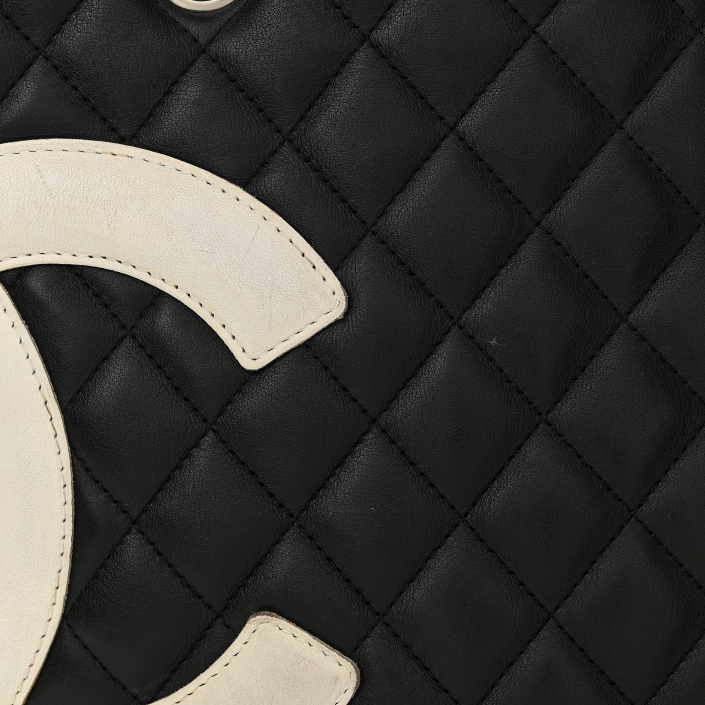 Calfskin Quilted Large Cambon Tote Black White