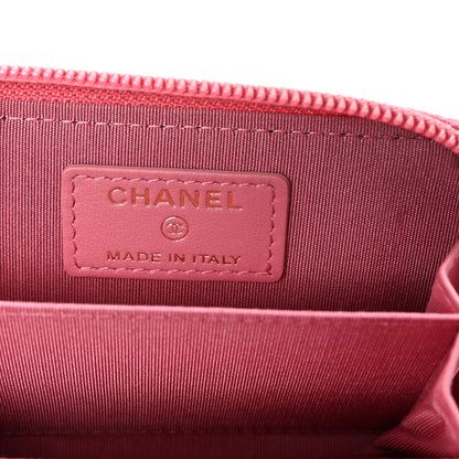 Chanel Caviar Chevron Quilted Boy Zip Around Coin Purse Wallet Pink 6 of 8