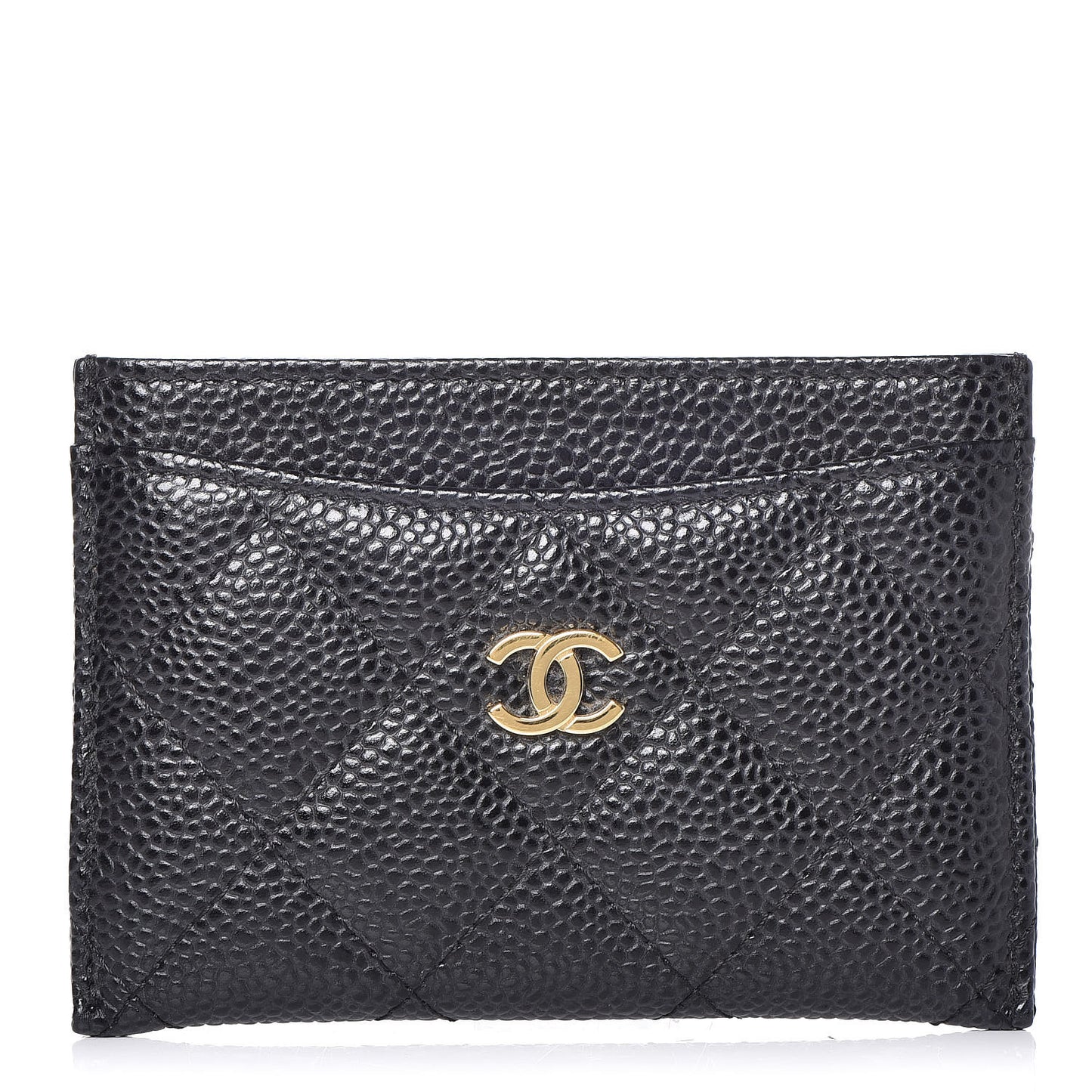 Caviar Quilted Card Holder Black