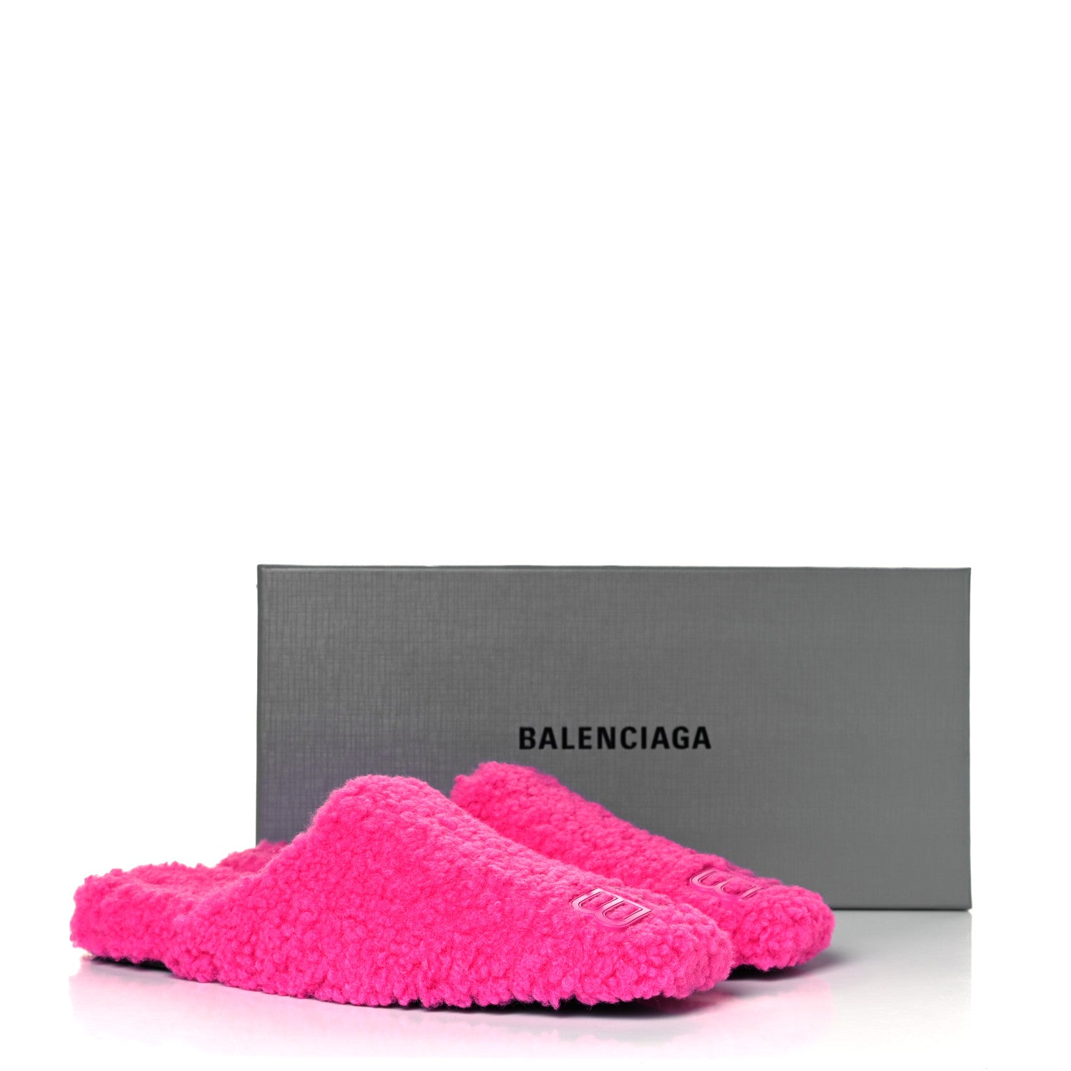 Balenciaga Faux Shearling Cosy BB Mules 38.5 Pink 7 of 7