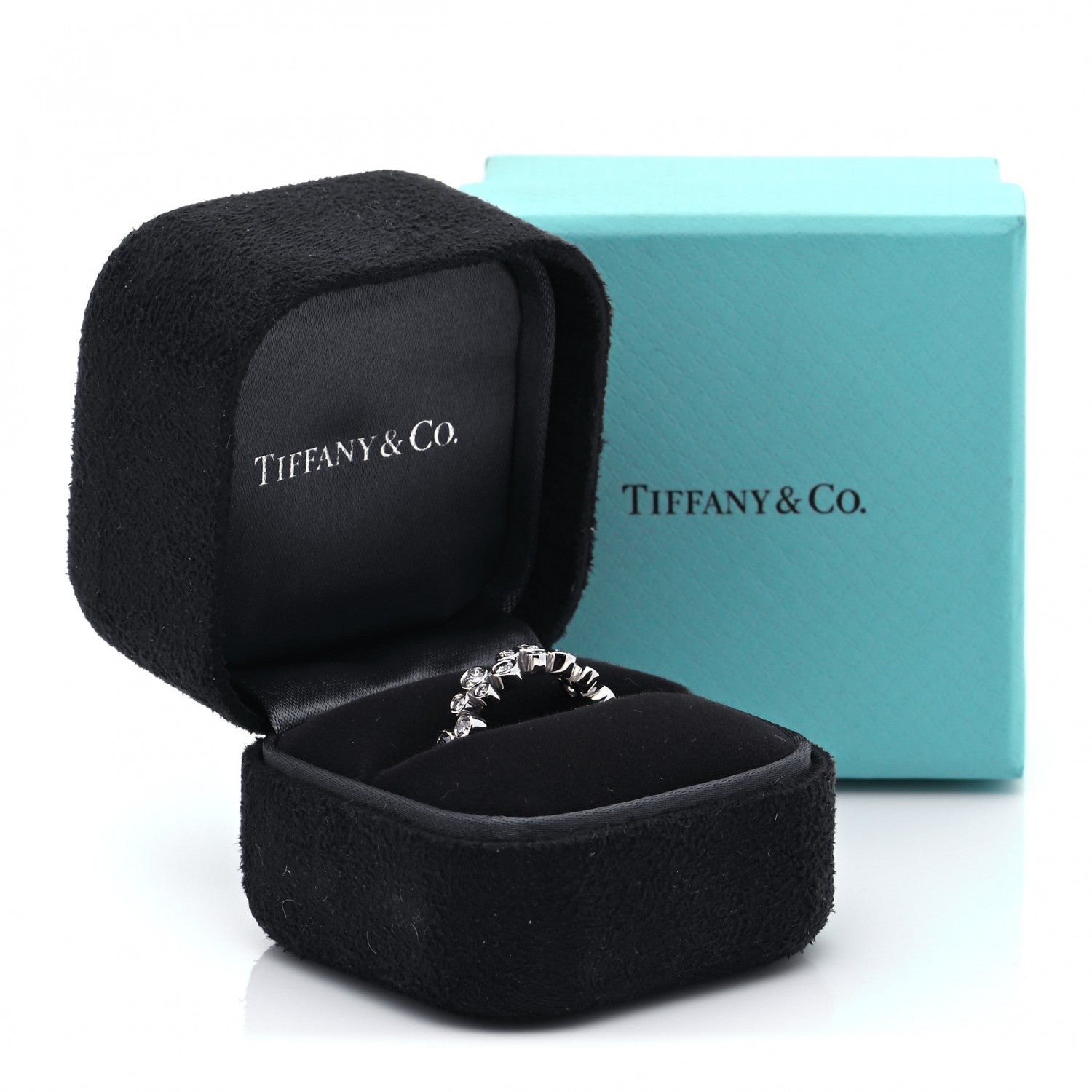 Tiffany Platinum Diamond Bubble Band Ring 48 4.5 5 of 5