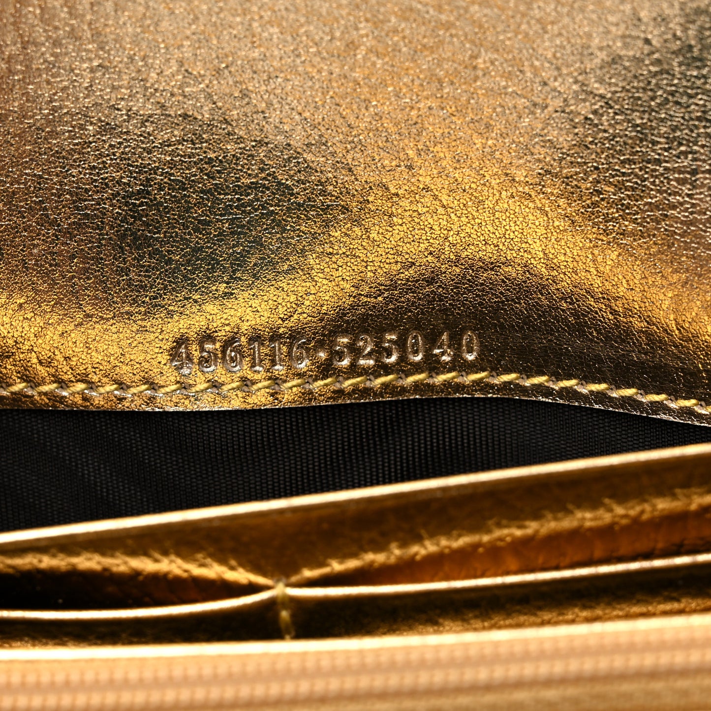 Metallic Calfskin GG Supreme Monogram GG Marmont Continental Wallet Gold Beige Ebony