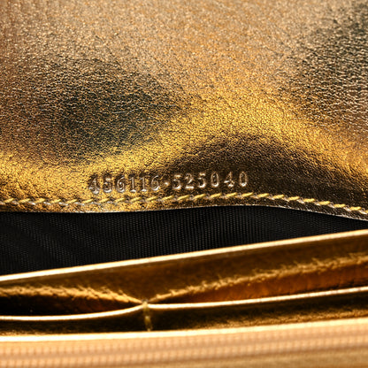 Gucci Metallic Calfskin GG Supreme Monogram GG Marmont Continental Wallet Gold Beige Ebony 6 of 9