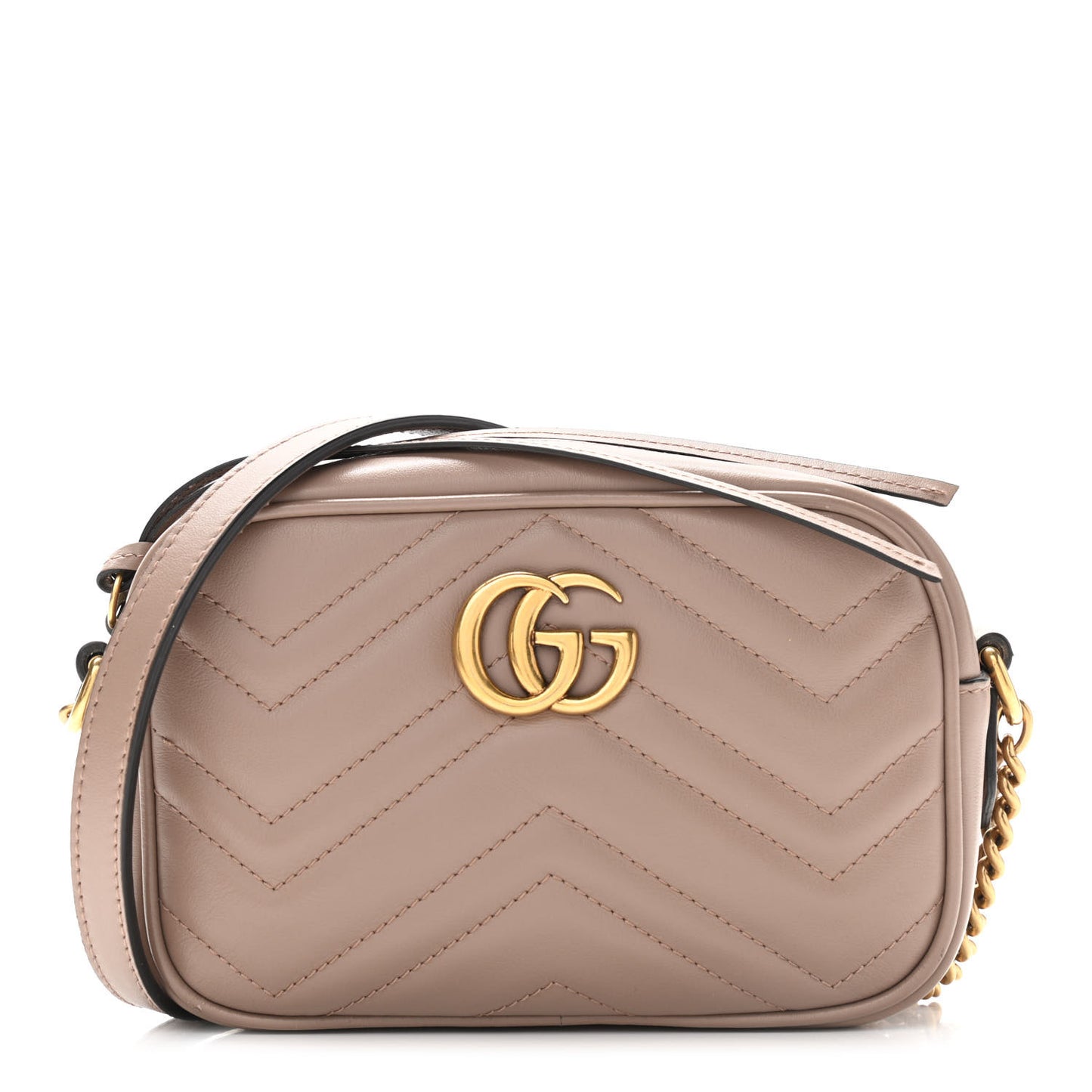 Calfskin Matelasse Mini GG Marmont Chain Shoulder Bag Porcelain Rose