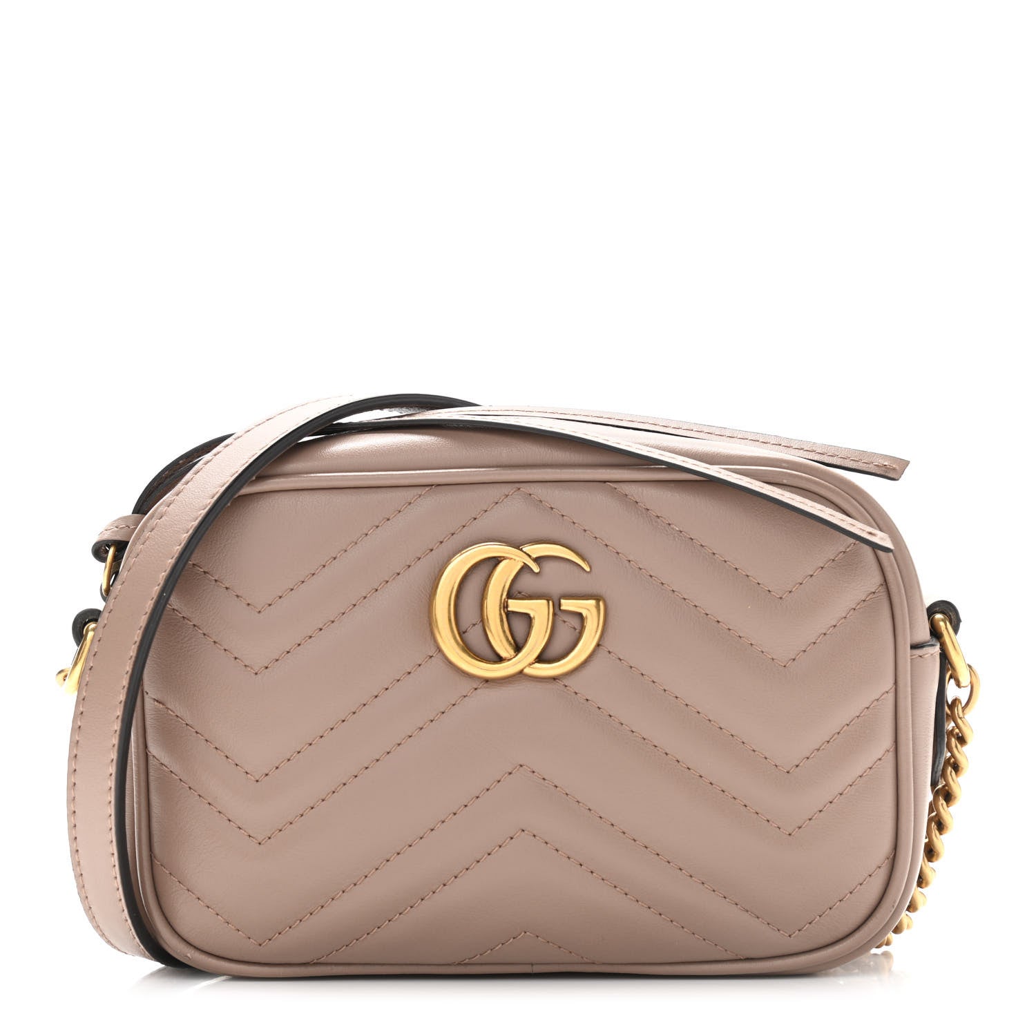 Gucci Calfskin Matelasse Mini GG Marmont Chain Shoulder Bag Porcelain Rose 1 of 15