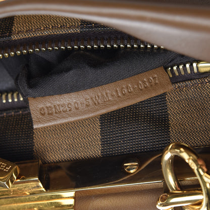 Fendi Vitello Seta Fabric Jacquard Pequin Medium Peekaboo Iconic Satchel Foresta Tobacco 9 of 11