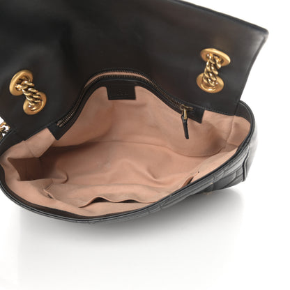 Gucci Calfskin Matelasse Studded Medium GG Marmont Shoulder Bag Black 5 of 12