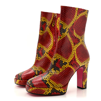 Gucci Snakeskin Platform Boots 37 Red Multicolor 4 of 10