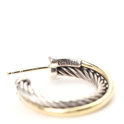 David Yurman Sterling Silver 18K Yellow Gold 23mm Crossover Cable Hoop Earrings 5 of 5