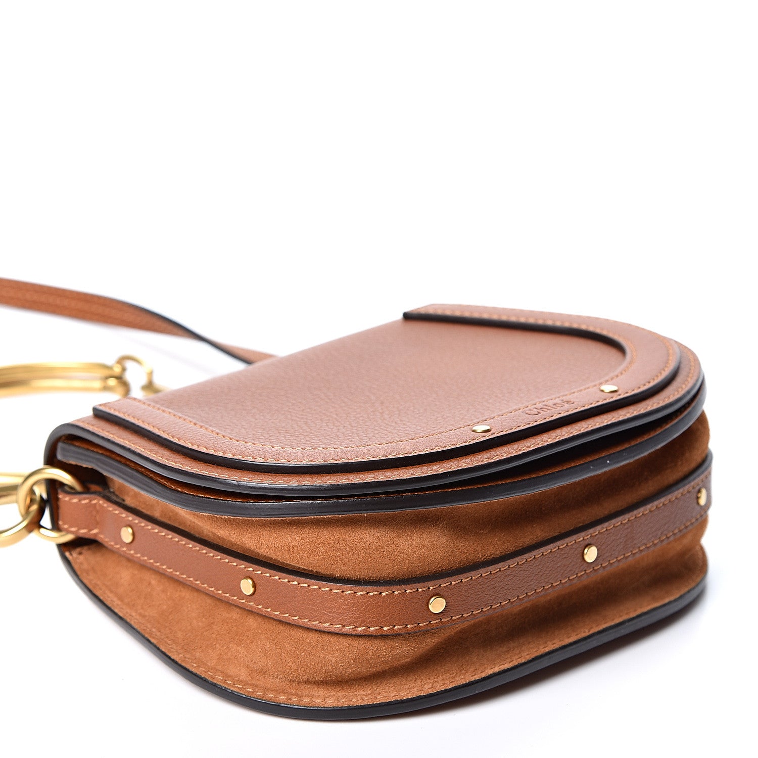 Chloe Calfskin Suede Small Nile Bracelet Bag Caramel 3 of 9