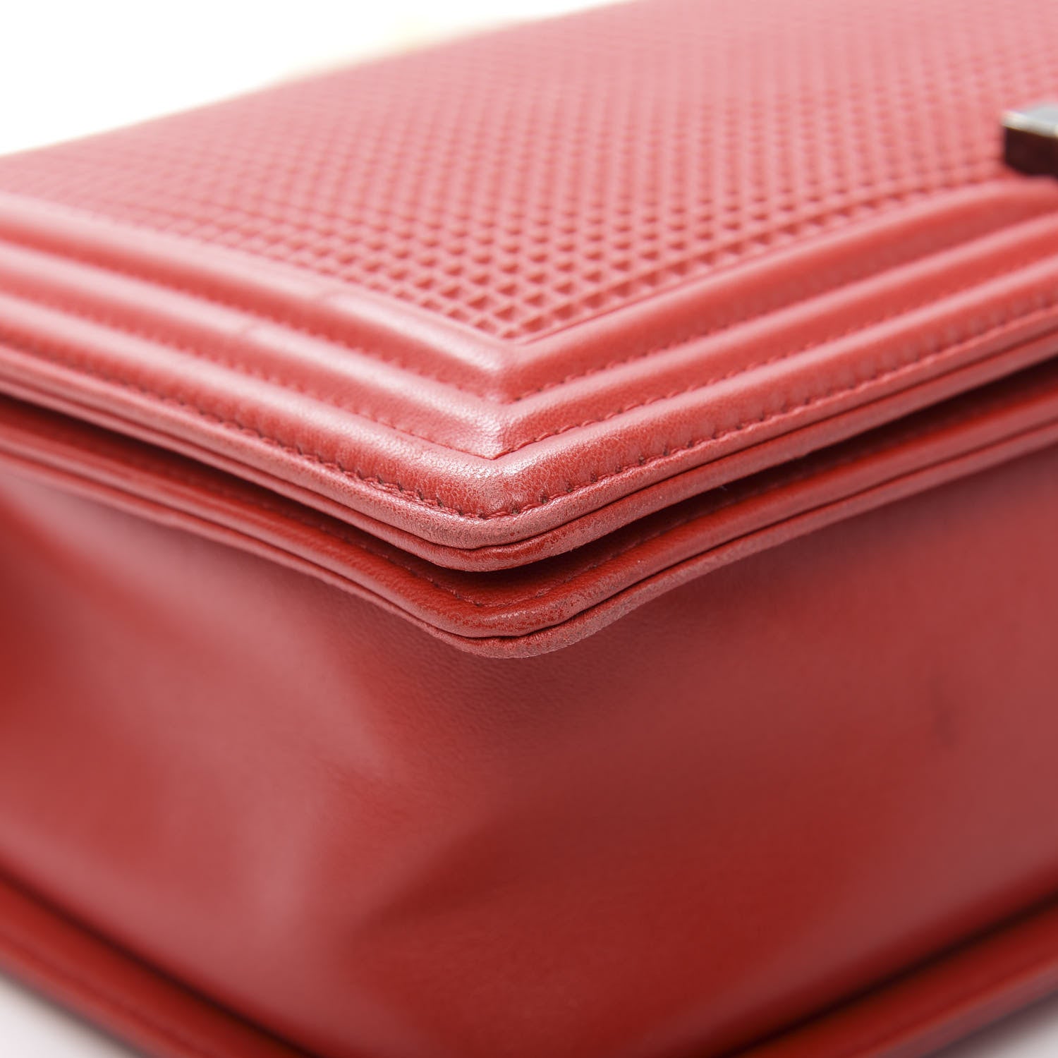 Chanel Lambskin Embossed New Medium Boy Cube Flap Red 14 of 21