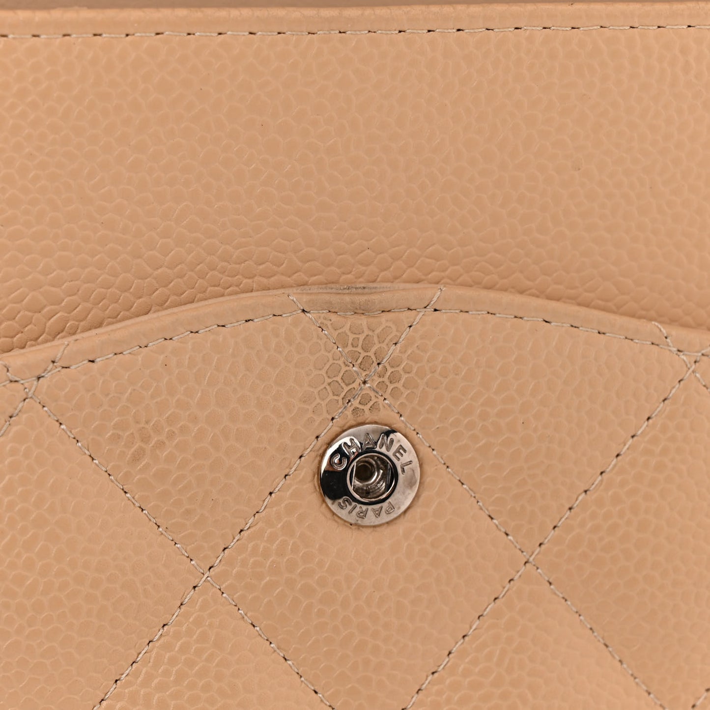 Caviar Quilted Jumbo Double Flap Beige