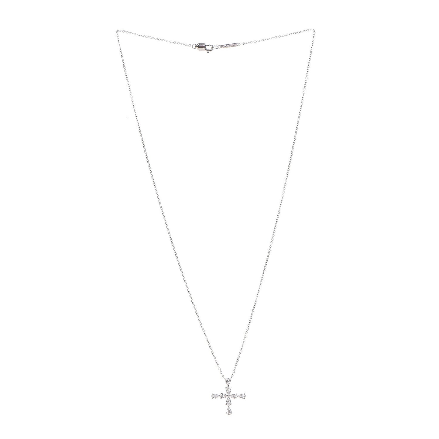 Platinum Diamond Symbols Cross Pendant Necklace