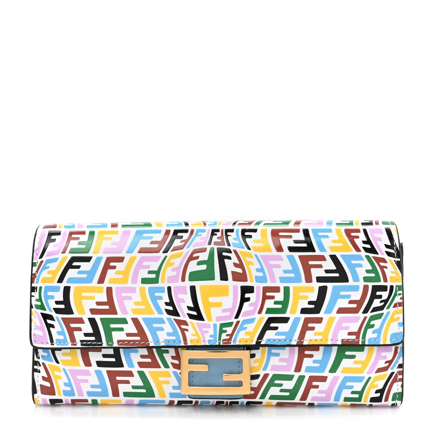 X SARAH COLEMAN Vitello Liberty Ceylon Micro FF Fish Eye Embossed Continental Envelope Wallet Multicolor Cyber Blue
