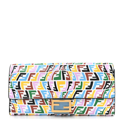 Fendi X SARAH COLEMAN Vitello Liberty Ceylon Micro FF Fish Eye Embossed Continental Envelope Wallet Multicolor Cyber Blue 1 of 8