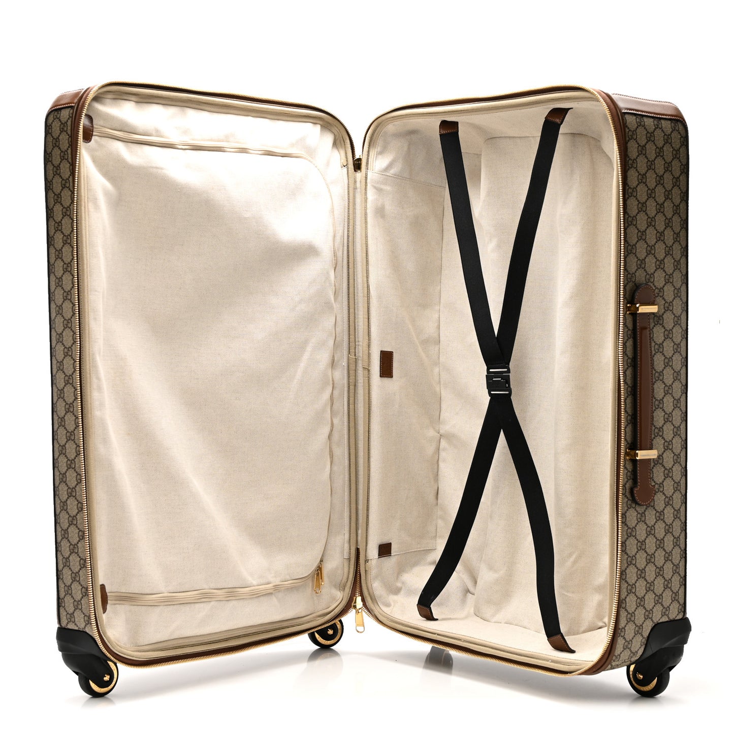 GG Supreme Monogram Azalea Calfskin Retro Interlocking G Carry On Trolley Beige Ebony Brown Sugar