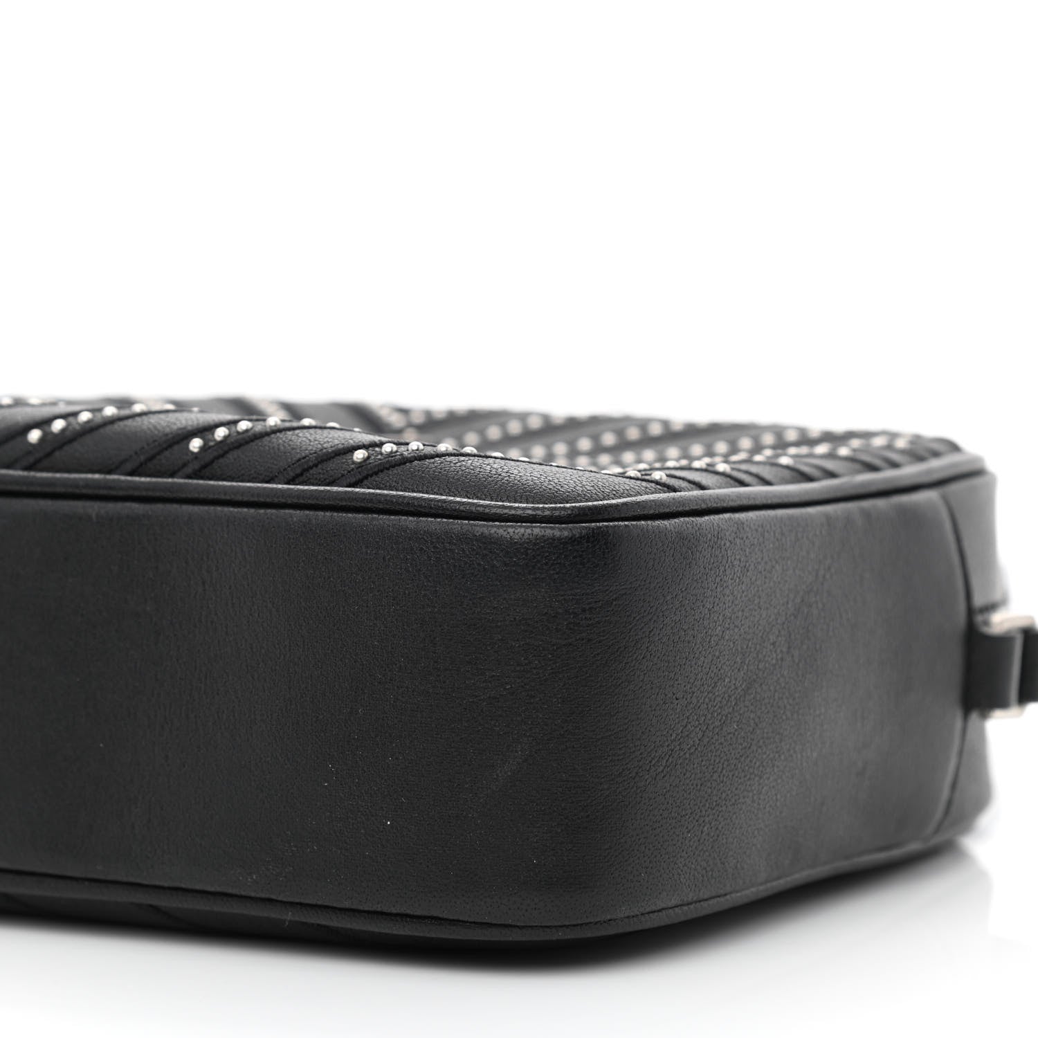 Saint Laurent Calfskin Studded Matelasse Monogram Lou Camera Bag Black 10 of 10