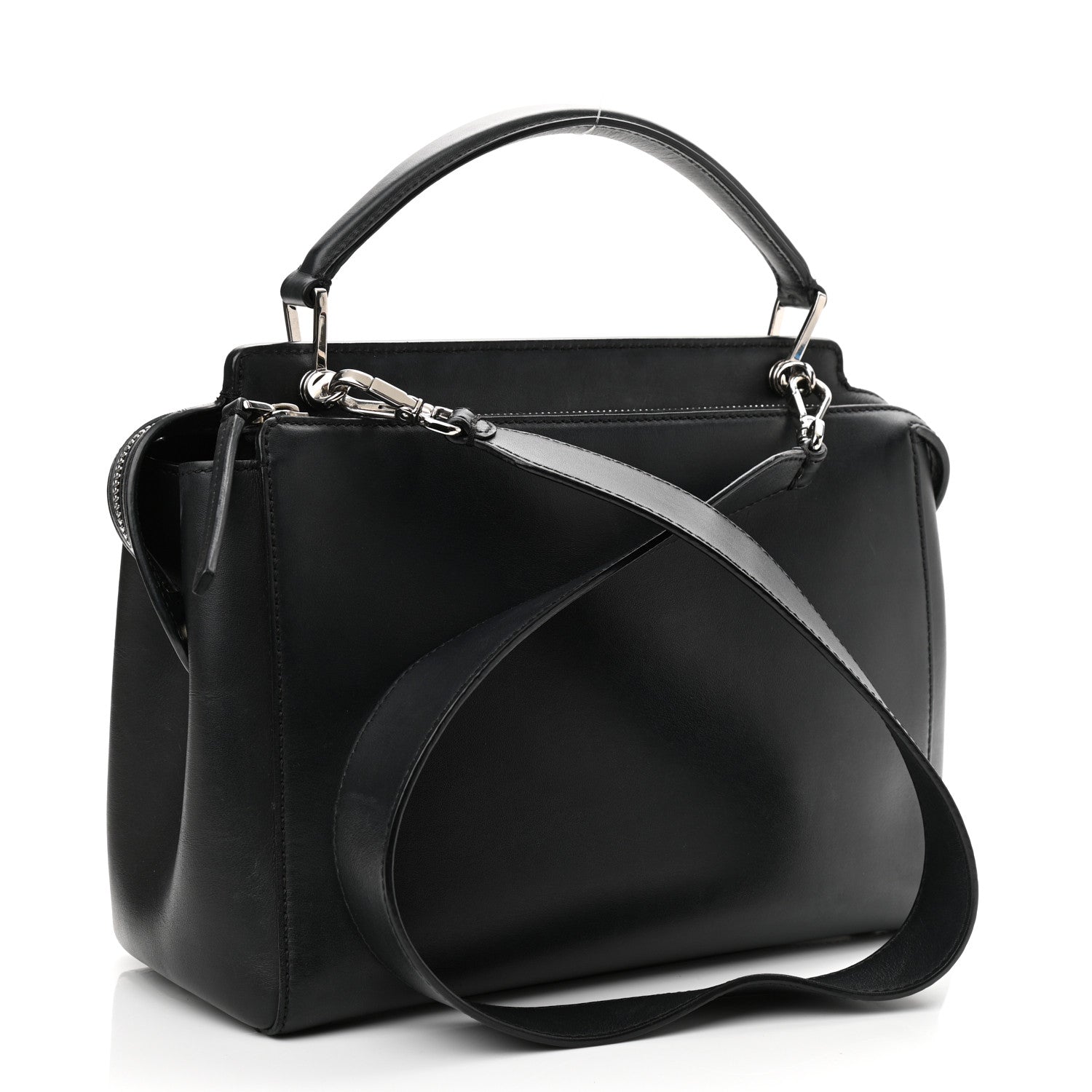 Fendi Vitello Baltico Dolce DotCom Satchel Black Blue Royal 3 of 14