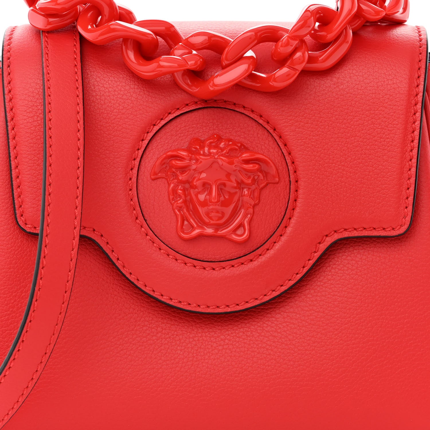 Versace Grained Calfskin Small La Medusa Top Handle Bag Red 7 of 9