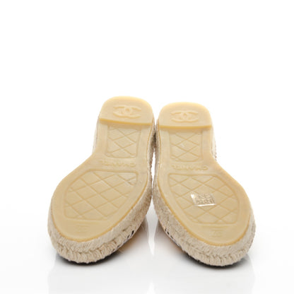 Chanel Lambskin CC Espadrilles 37 Beige Black 3 of 3