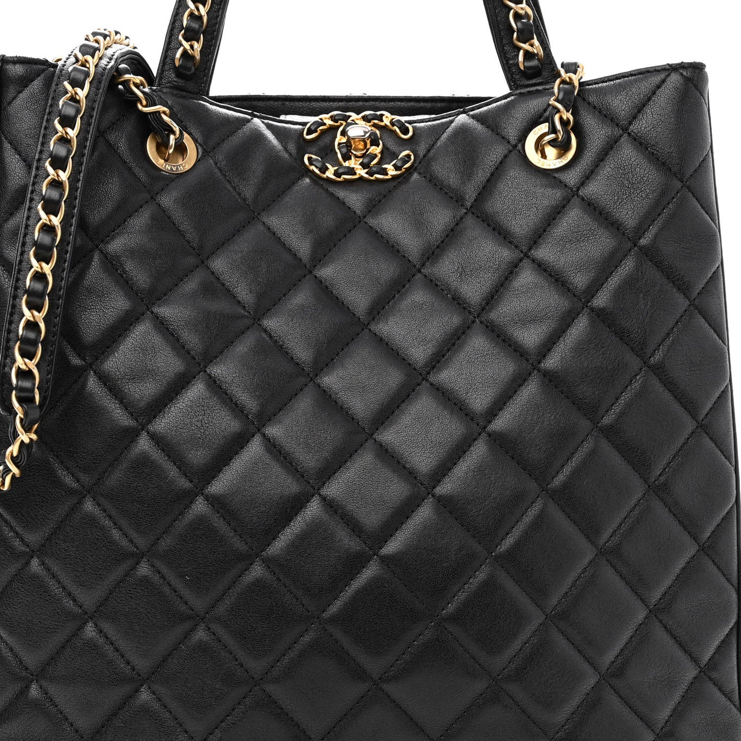 Lambskin Quilted Large Chanel 19 Shopping Tote Black