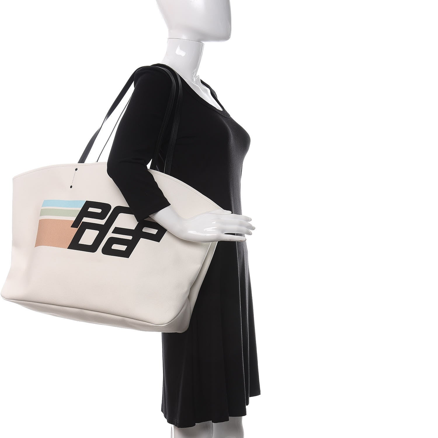 Prada Canvas Racing Logo Tote White 2 of 12