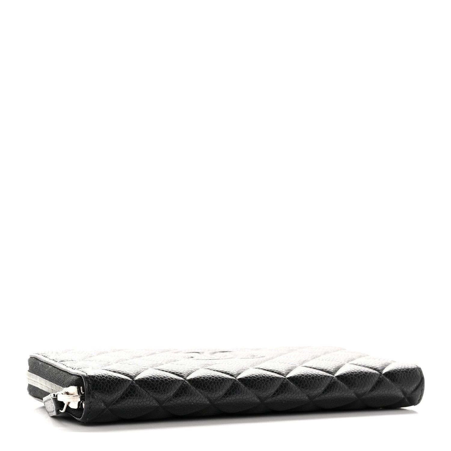 Chanel Caviar Quilted Diamond CC Gusset Zip Around Wallet Black 4 of 13