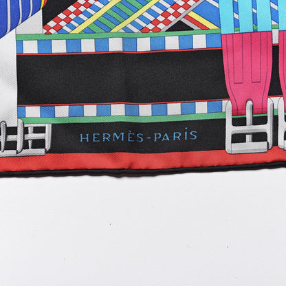 Hermes Silk Sangles En Zigzag Scarf 90 Blanc Turquoise Fuchsia 4 of 9