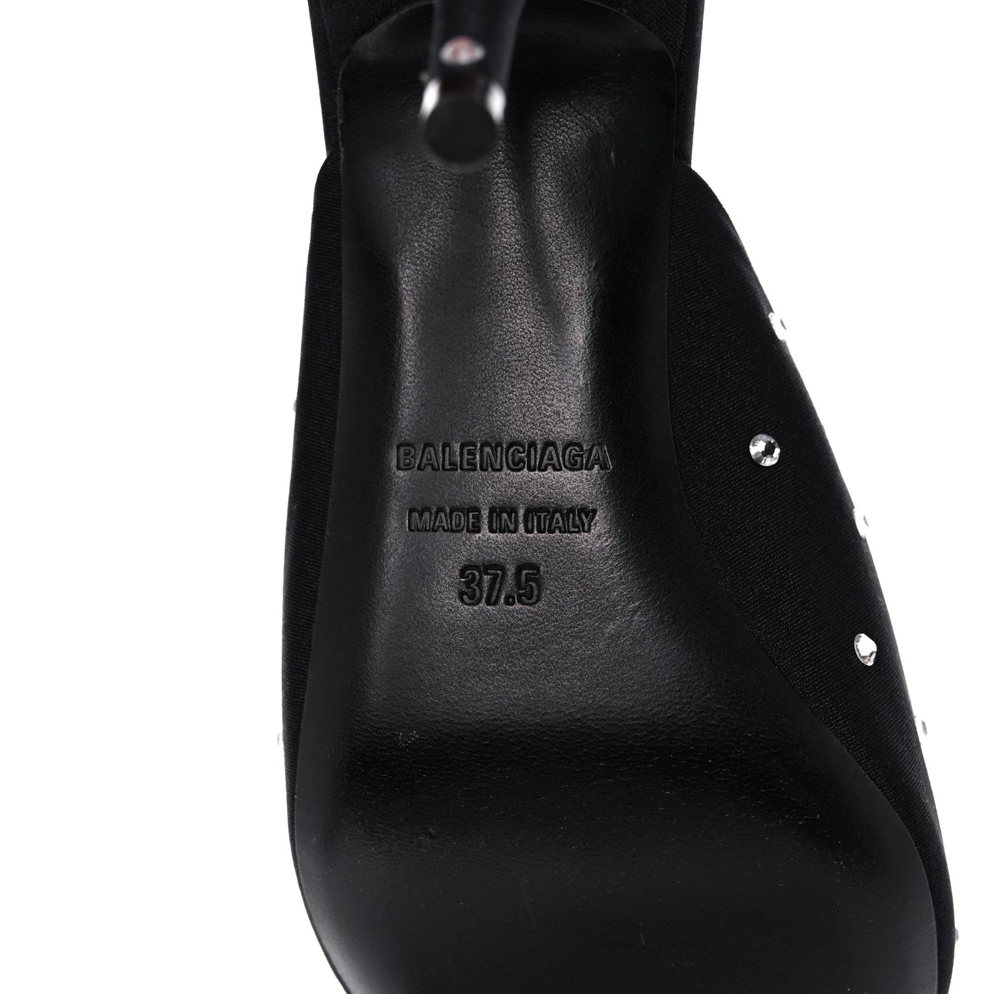 Satin Crystal Embellished Knife Mules 37.5 Black