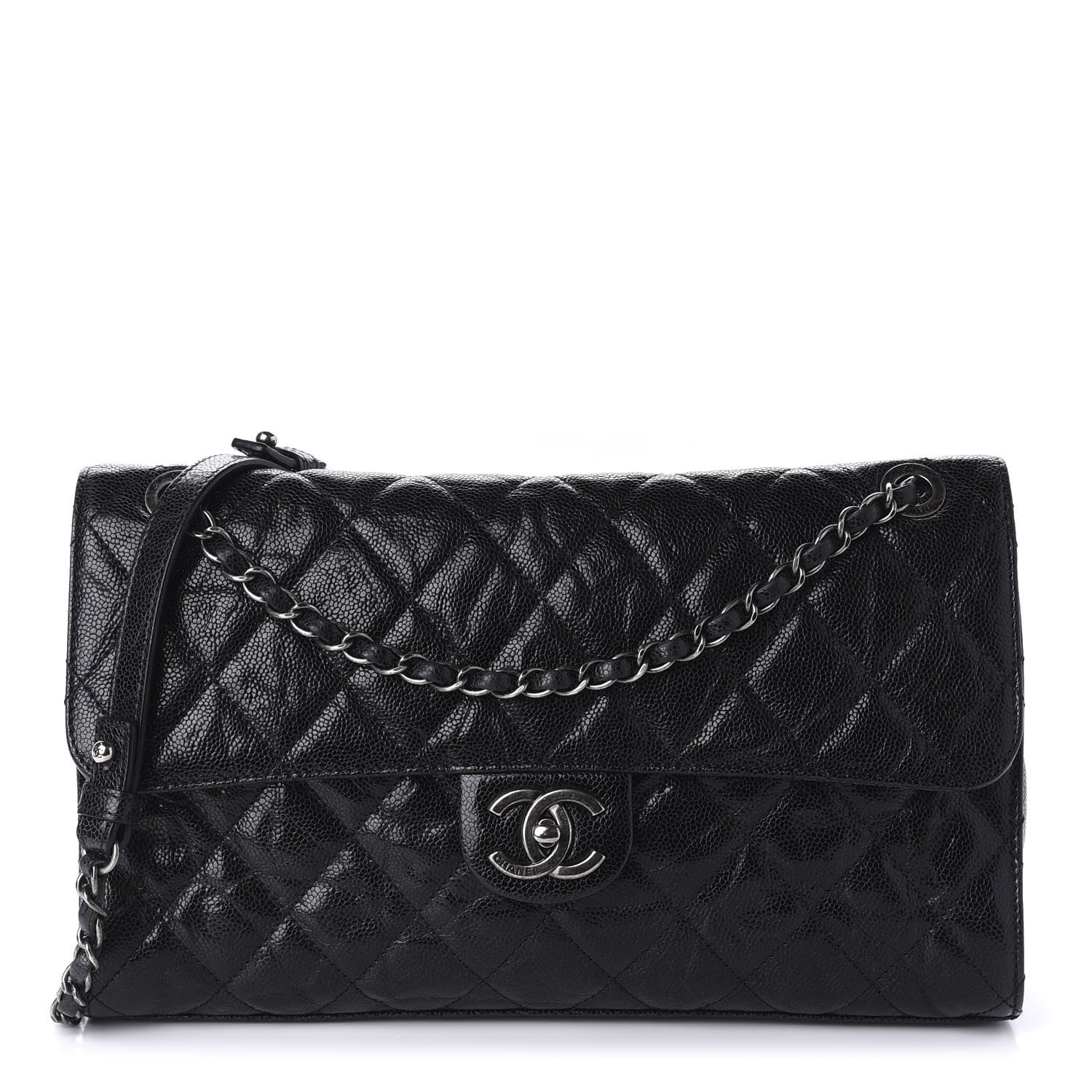 Chanel Crumpled Grained Calfskin Jumbo CC Crave Flap Black 1 of 10