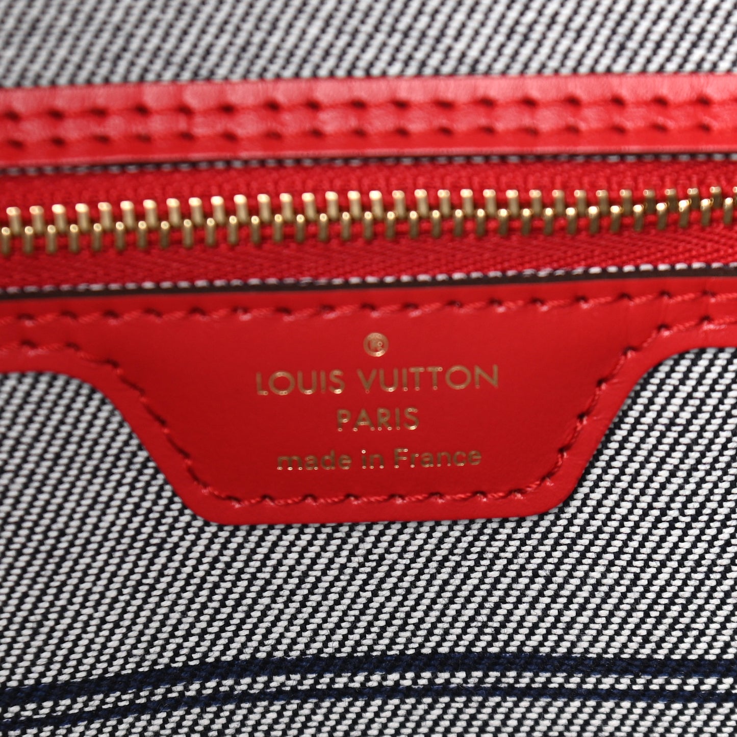 Denim Damier Monogram Patchwork Neverfull Blue Rouge