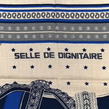 Hermes Cashmere Selle De Dignitaire Bandana Shawl 140 Bleu Royal Marine 5 of 5