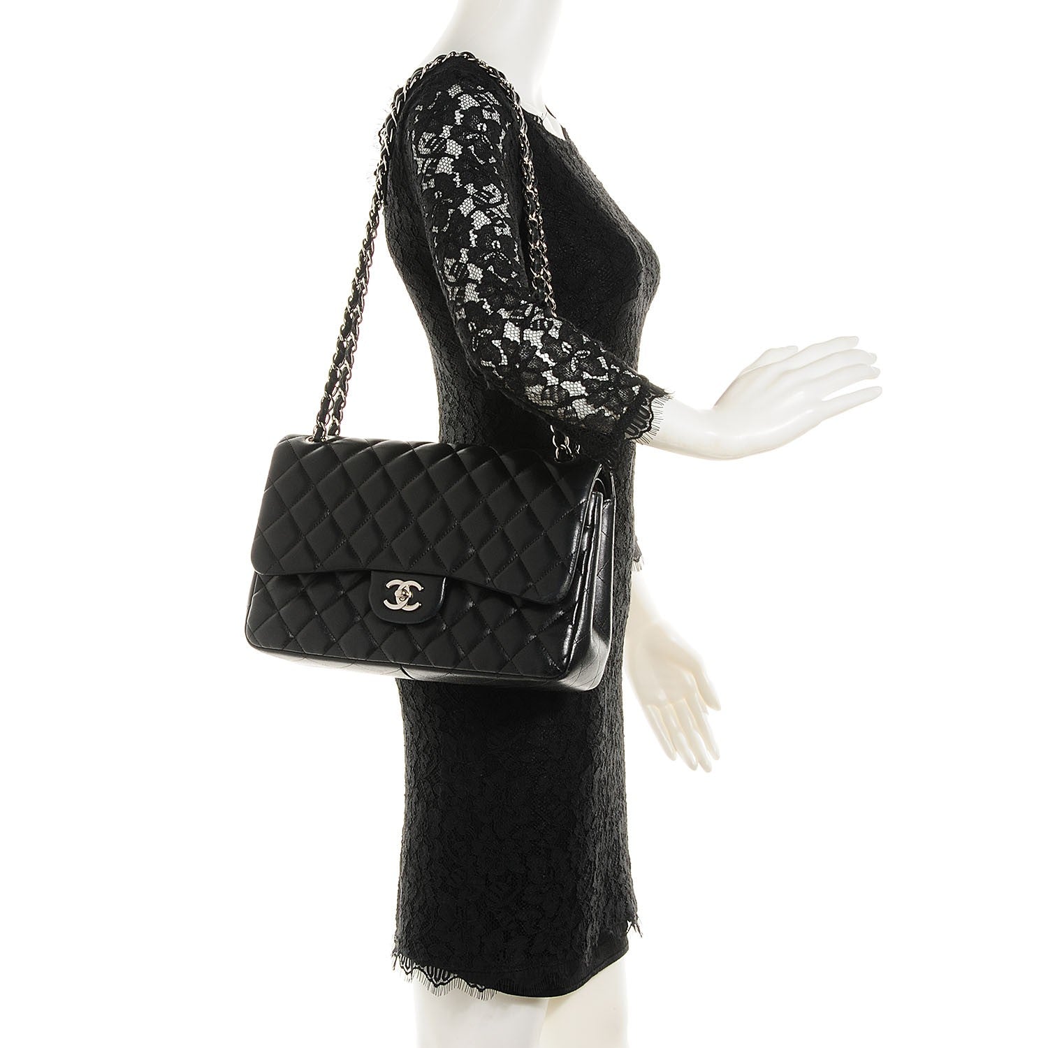 Chanel Lambskin Quilted Jumbo Double Flap Black 2 of 8