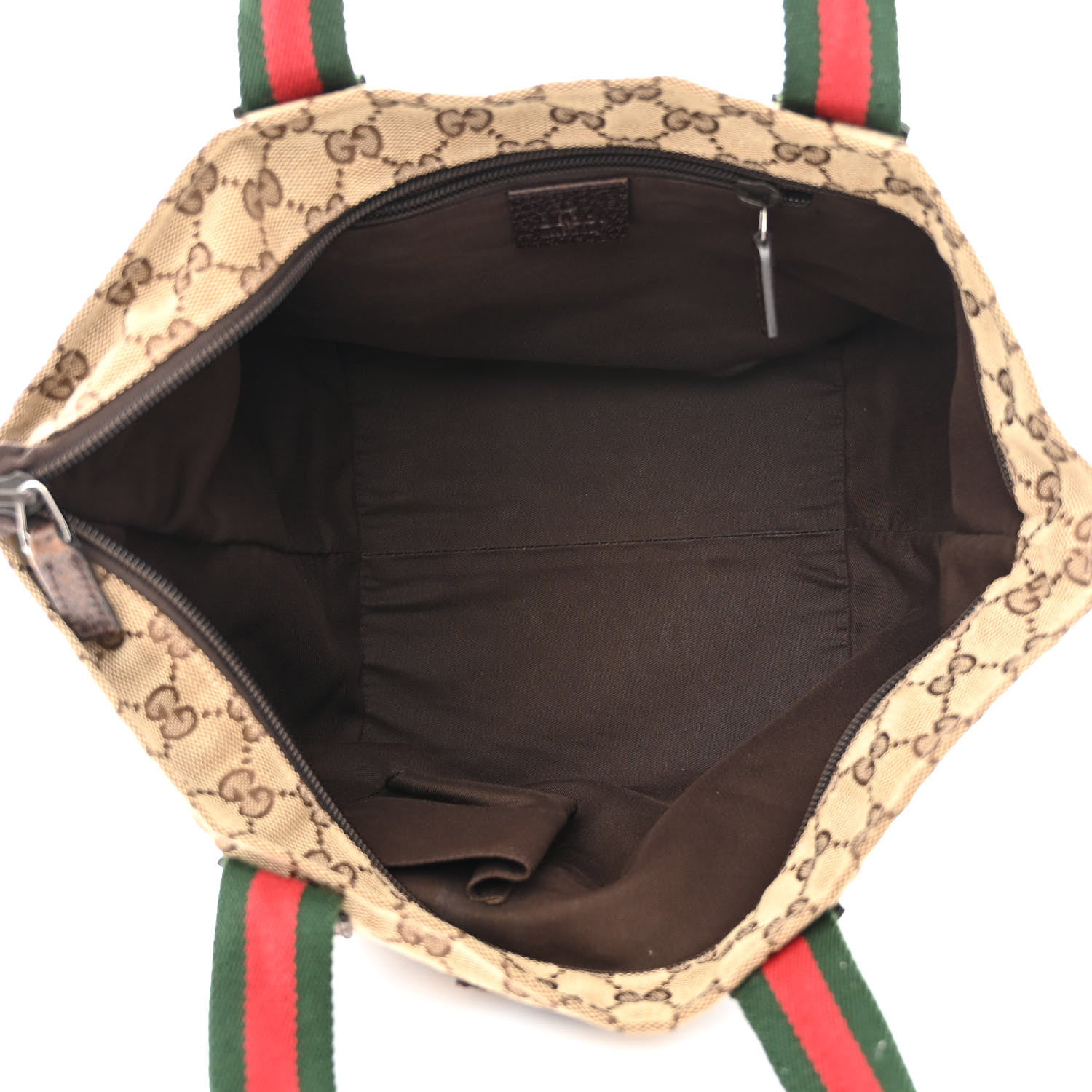 Gucci GG Monogram Small Web Handle Bucket Tote Dark Brown 5 of 12