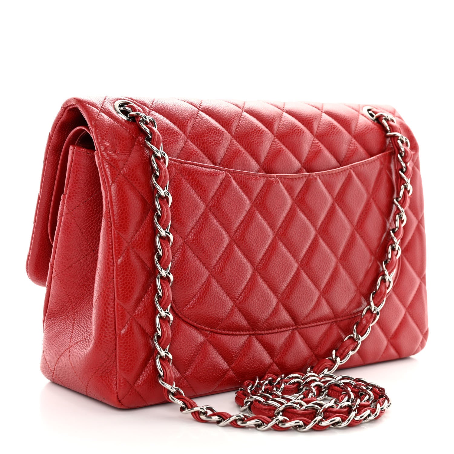 Chanel Caviar Quilted Jumbo Double Flap Red 3 of 12